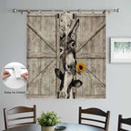 Funny Farm Animals Bathroom Curtains 63 Inch Length, Window Curtains Tab Top, Vintage Barn Brown Sunflowers Light Filtering Window Treatments Drapes 52"x63" 2 Panel
