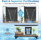 Turtle Tank Filter Aquarium Filter w/ Detachable U-V Light for 30-75Gal, Waterfall Flow Adjustable Low Water Level Internal Green Clean Machine Killing Deodorization Saltwater Freshwater Crystal Clear