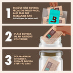 Boveda 62% Two-Way Humidity Control Packs For Storing 1 lb – Size 67 – 20 Pack – Moisture Absorbers for Storage Containers – Humidifier Packs – Hydration Packets in Resealable Bag