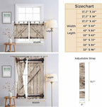 Farmhouse Wood Grain Kitchen Curtains 36 Inch Length, Small Window Curtains Tab Top, Vintage Country Barn Gate Brown Light Filtering Short Window Treatments Tier Drapes 27.5"x36" 2 Panel