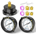 MEANLIN MEASURE 0~60Psi 1/4" NPT Start and Clean Filter Pressure Gauge, Suitable for Swimming Pool, Spa, Aquarium, Center Back Mount(Pack of 2), with 1/2" NPT and 3/8" NPT Hex Bushing