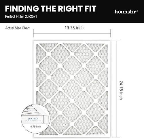 20x25x1 Air Filter MERV 8 (4-Pack), HVAC/Furnace AC Filter Replacement, Dust Defense–Comparable with MPR 600 & FPR 5 (Actual 19.75x24.75x0.75)