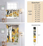 Retro Farmhouse Flower Bedroom Curtains 63 Inch Length, Window Curtains Tab Top, Yellow Sunflowers Cow Barn Doors Brown Light Filtering Window Treatments Drapes 42"x63" 2 Panel
