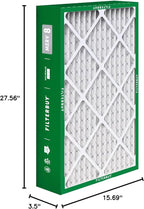 Filterbuy 15.75x27.63x3.50 Air Filter MERV 8 Essential Dust & Allergy Defense (2-Pack), Pleated HVAC AC Furnace Filters for AprilAire Space-Gard 104 & 2140 (Actual Size: 15.69 x 27.56 x 3.50)