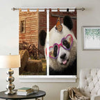 Farm Panda Bedroom Curtains 72 Inch Length, Window Curtains Tab Top, Farmhouse Barn Funny Animals Butterfly Light Filtering Window Treatments Drapes 52"x72" 2 Panel