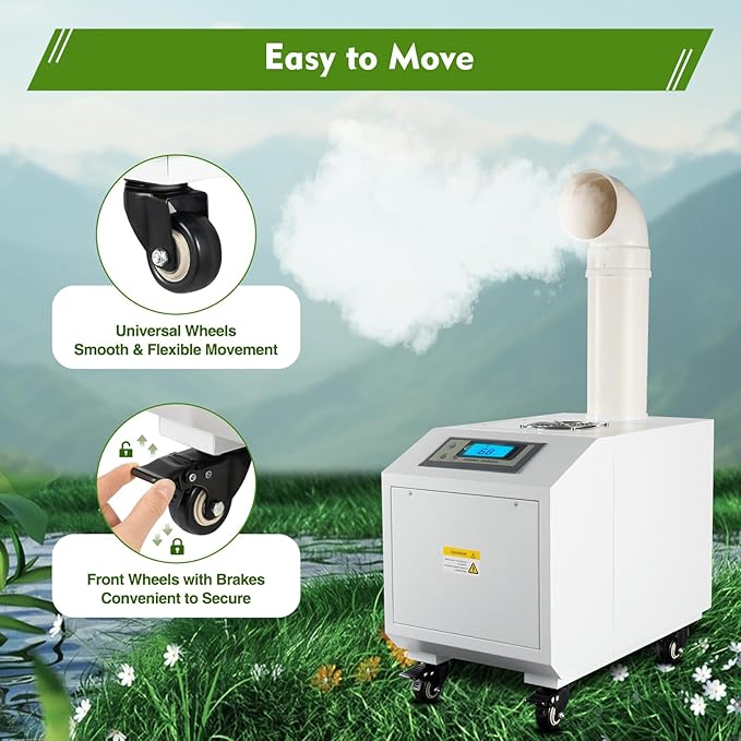 300W Agricultural Ultrasonic Humidifier, Automatic Ultrasonic Industrial Atomizer Air Humidifier Sprayer with Humidity Sensor & Water Filter, Agricultural Atomizer Cooler, 160m³/h, 2.64Gal