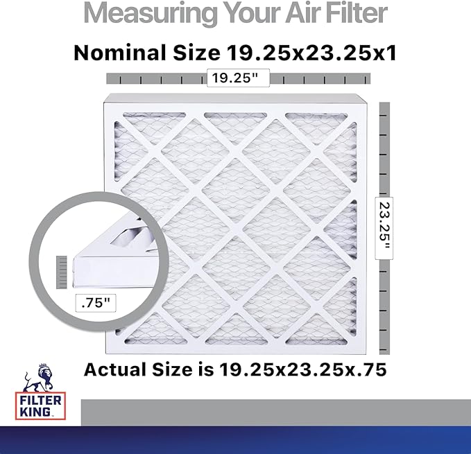 Filter King 19.25x23.25x1 Air Filter | 4-PACK | Carbon MERV 8 HVAC Pleated A/C Furnace Filters | MADE IN USA | Actual Size: 19.25 x 23.25 x .75"