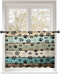 Sheer Curtains 54 Inch Length, Sage Green Brown Paw Prints Semi Sheer Curtains Light Filtering Window Treatment, Vintage Farmhouse Wooden Grain Privacy Voile Drapes for Living Room Bedroom 52x54 Inch