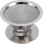 Pour Over Coffee Dripper, Reusable Metal Filter, Portable Cone Filter for Trips, Traveling, Camping, with Ultra Fine Mesh for Precise Extraction, Compatibility with Most Cups,