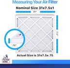 Filter King 31x7.5x1 Air Filter | 4-PACK | MERV 8 HVAC Pleated A/C Furnace Filters | MADE IN USA | Actual Size: 31 x 7.5 x .75"