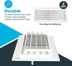 EZ-FLO 16 x 6 Inch (Duct Opening) Air Vent Cover for Wall or Ceiling, Two-Way Ventilation Register, Solid Steel HVAC Register Cover, White, 61663
