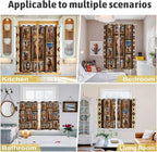 2 Panel Kitchen Cafe Curtains, Wildlife Camels Sunlight Filtering Nature Air Through, Home Decor Window Covering Tier Curtains for Living Room 80W x 63L inch Deserts Animals Brown Geometric Rustic