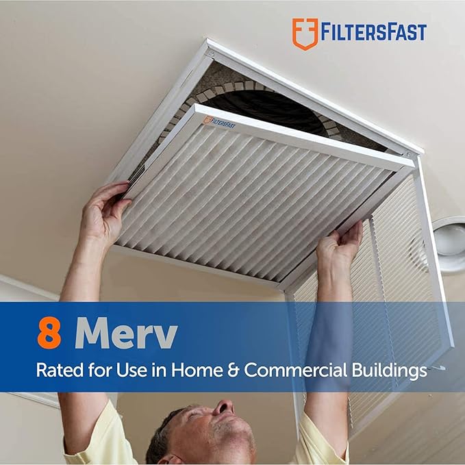 Filters Fast 17.5x17.5x1 Air Filter MERV 8, 1" AC Furnace Air Filters, Made in the USA, Actual Size: 17.5x17.5x0.75, 6 Pack