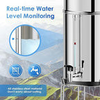 Purewell 8-Stage 0.01μm Ultra-Filtration Water Filter System, 304 Stainless Steel Countertop System with 4 Filters, Metal Water Level Spigot and Stand, Reduce Fluoride and Chlorine, 2.25G, PW-OB-CF