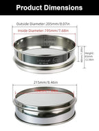 All 304 Stainless Steel 40 Mesh Test Sieve (0.45mm Aperture), 8 Inch/20cm Diameter, Lab Sifter & Soil Strainer, Standard Analysis Screen for Medium Powder, Ceramics & Geology