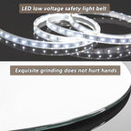 Irregular Bathroom Mirror with LED Light, Wall Mounted Mirror with Demister Pad, 3-Color Dimmable LED Light, for Wall, Living Room, Bedroom, Vanity, Entryway(60cm/23.6in)