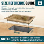 VOISEN Floor Register 4x12, 2 Pack Floor Vent Covers, Steel Adjustable Air Supply Grille Register Vent Cover Grill for Sidewall and Floor, Vent Covers for Home Floor,Brown