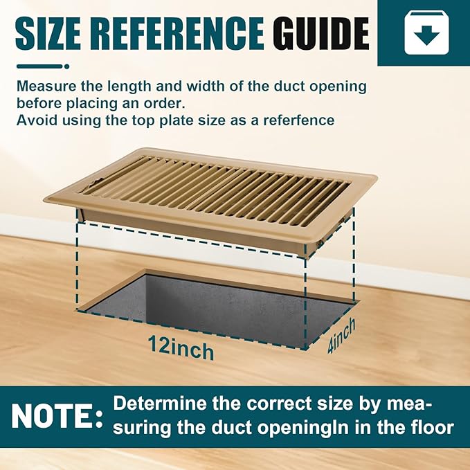 VOISEN Floor Register 4x12, 6 Pack Floor Vent Covers, Steel Adjustable Air Supply Grille Register Vent Cover Grill for Sidewall and Floor, Vent Covers for Home Floor,Brown