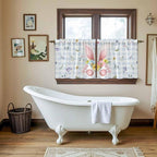Easter Kitchen Tier Curtains 36 Inch Long 2 Panel Set,Rod Pocket Half Window Curtains Over Sink,Spring Rabbits Ears Feet Floral Blue Lattice Light Filtering Short Drapes Cafe 27.5"W x 36"L
