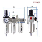 1/2 Inch NPT Industrial Grade Three Stage Air Drying System, Particulate Filter, Coalescing Filter, Desiccant Dryer and Air Regulator, 0-240 PSI, Auto Drain