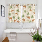 2 Panel Kitchen Cafe Curtains, Date Coconut Tree Sunlight Filtering Nature Air Through, Home Decor Window Covering Tier Curtains for Living Room 104W x 52L inch Desert Camels Botanical Tropical Beige