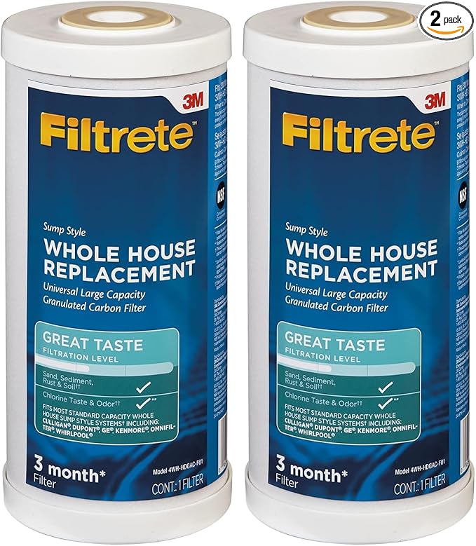 Filtrete Large Capacity Granulated Activated Carbon Whole House Water Filter 4WH-HDGAC-F01. for use with 3WH-HD-S01 System (Pack of 2)