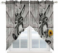 Funny Farm Animals Swag Valances for Windows, Vintage Barn Grey Sunflowers Rod Pocket Kitchen Curtains Valance, Small Window Curtains Swag for Cafe Bathroom Living Room, 2 Panels, 36x36 inch
