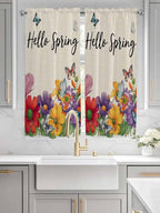 Spring Flowers Living Room Curtains 72 Inches length, Farmhouse Vintage Country Colorful Floral Window Treatment Curtain Drapes, Light Filtering Drapes for Bedroom Laundry Room, 52"x72", 2 Panels