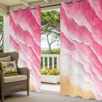 Ocean Outdoor Curtains for Patio Beach Waves Watercolor Abstract Gradient Pink Waterproof Outside Curtains with Grommet Top Weatherproof Curtain for Cabana Pergola Gazebo, 1 Panel, 54" W x 108" L