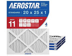 Aerostar 20x25x1 MERV 11 Air Filter, 4 Count, ACTUAL SIZE (19.75 x 24.75 x 0.75), HVAC, Air Conditioning & Furnace Filter for Dust, Pet Dander, Smoke & Allergies (MPR 1200 / FPR 7), Made in USA