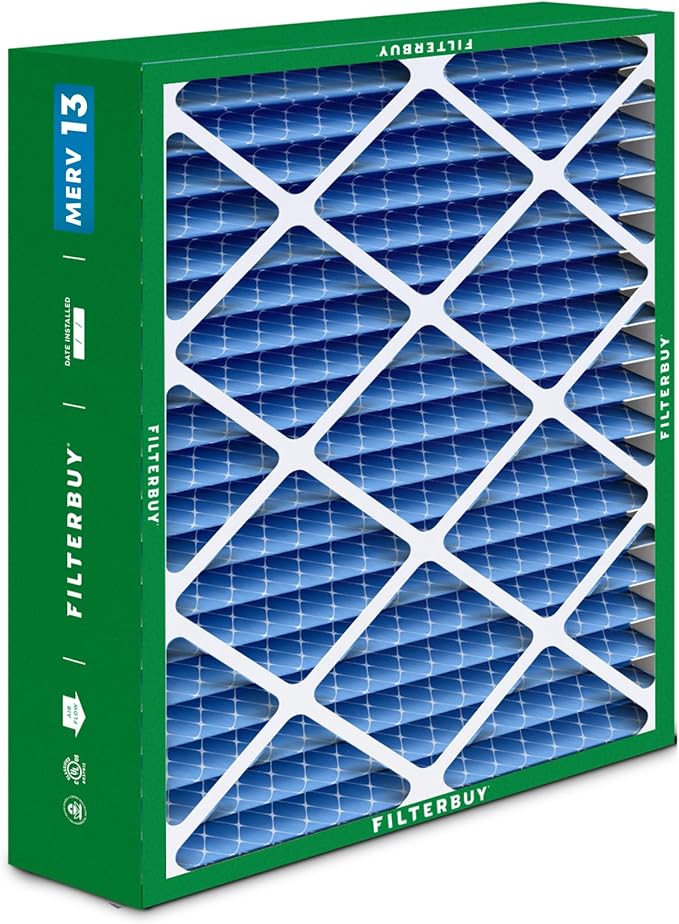 Filterbuy 20x25.25x3.5 Air Filter MERV 13 Optimal Smoke & Allergy Defense (2-Pack), Pleated HVAC AC Furnace Filters for AprilAire Space-Gard 102 & 2120 (Actual Size: 19.94 x 25.38 x 3.75)