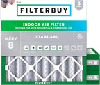 Filterbuy 24x24x4 Air Filter MERV 8 Essential Dust & Allergy Defense (3-Pack), Electrostatic Pleated HVAC AC Furnace Filters Replacement, Made in USA (Actual Size: 23.38 x 23.38 x 3.63)
