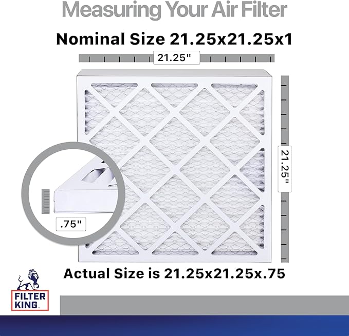 Filter King 21.25x21.25x1 Air Filter | 4-PACK | Carbon MERV 8 HVAC Pleated A/C Furnace Filters | MADE IN USA | Actual Size: 21.25 x 21.25 x .75"
