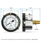 MEANLIN MEASURE 0~60Psi Stainless Steel Start and Clean Filter Pressure Gauge 1/4" NPT 2"FACE DIAL Waterproof for Pool Filter Pump Swimming Pool, spa, Aquarium Back Mount with Rotatable Plastic Frame
