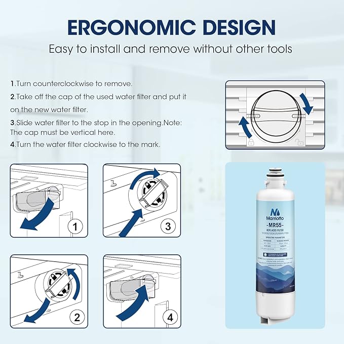 MARRIOTTO Replacement for Bosch Ultra Clarity Pro Water Filter, Compatible with BORPLFTR50, 12033030, 11032531, 11025825,12028325, BORPLFTR55, WFC100MF, WFS200MF (1 Pack)