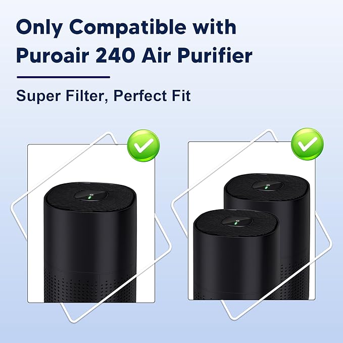 240 True HEPA 14 Pet Allergy Replacement Filter Compatible with Puroair 240, 3-in-1 True HEPA Filter Replacement, Grade True HP-14 with Activated Carbon Filter, 2 Pack, Yellow