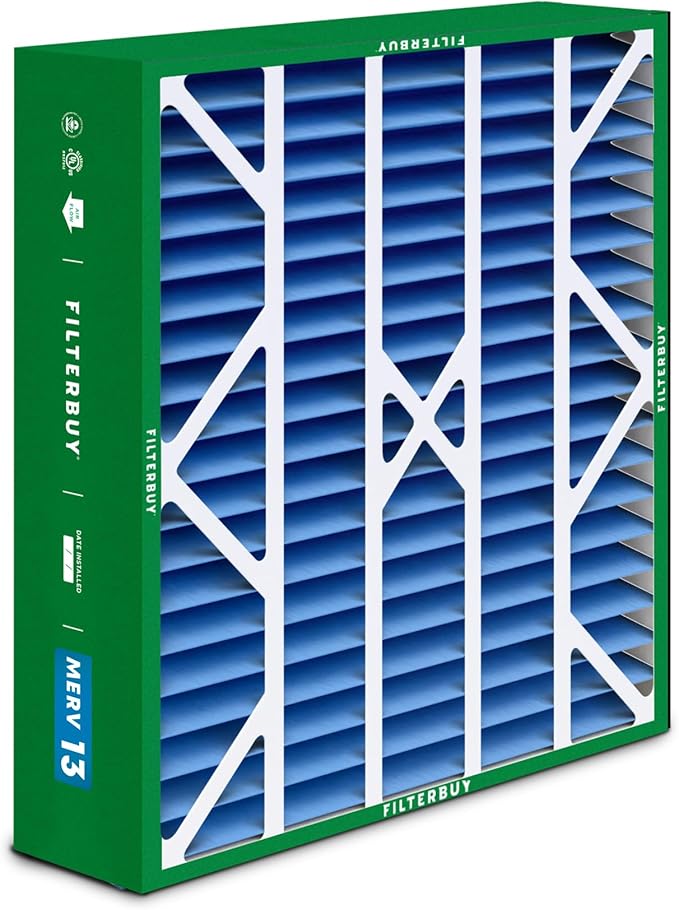 Filterbuy 20x25x6 Air Filter MERV 13 Optimal Smoke & Allergy Defense (4-Pack), Pleated HVAC AC Furnace Filters for AprilAire Space-Gard 201, 2200, 2250, & Lennox (Actual Size: 19.75 x 24.25 x 6.00)
