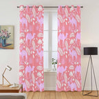 2 Panel Kitchen Cafe Curtains, Desert Camel Sunlight Filtering Nature Air Through, Home Decor Window Covering Tier Curtains for Living Room 80W x 84L inch Vintage Sand Camel Leaves Flower Pattern Pink