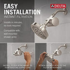 Delta Faucet Clarifi Standard Shower Filter Attachment Brushed Nickel with Additional Filter Cartridge