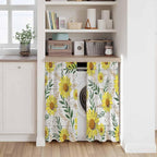 Yellow Daisy Kitchen Curtains, Farmhouse Country Flower Leaf Plant Wood Grain Light Filtering Window Curtain Panels, 2Pcs Rod Pocket Window Treatments Set for Study Room Bathroom Bedroom 52x54 Inches