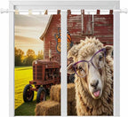 Farm Sheep Bathroom Curtains 63 Inch Length, Window Curtains Tab Top, Farmhouse Barn Funny Animals Butterfly Light Filtering Window Treatments Drapes 52"x63" 2 Panel