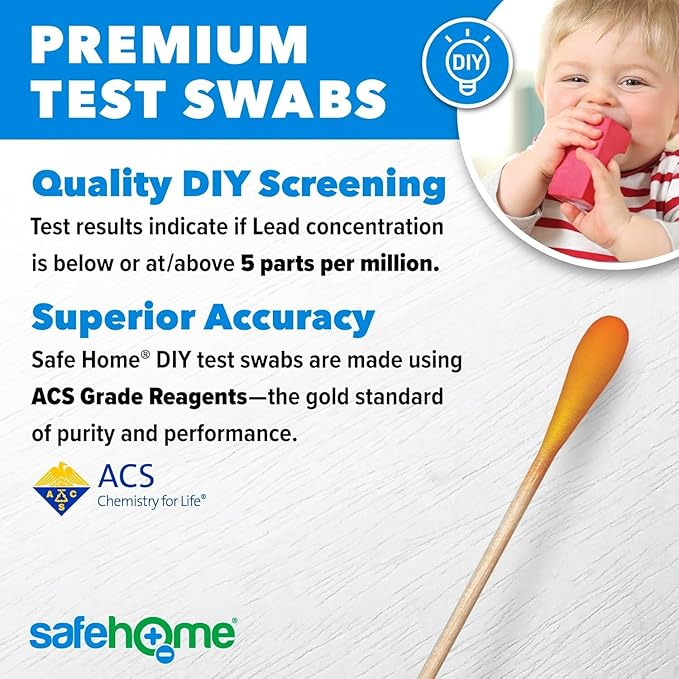 Safe Home® Lead in Solids Combo Test Kit – 10 DIY Swabs + Optional Testing at our EPA Certified Lab – Made in the USA for Homeowners & Contractors – (4 Pack)