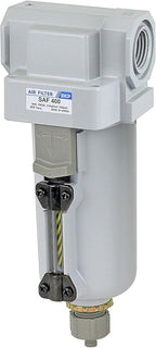 PneumaticPlus SAF400-N04B-MEP Compressed Air Particulate Filter 1/2" NPT, 10 Micron - Metal Bowl w/Manual Drain, Bracket