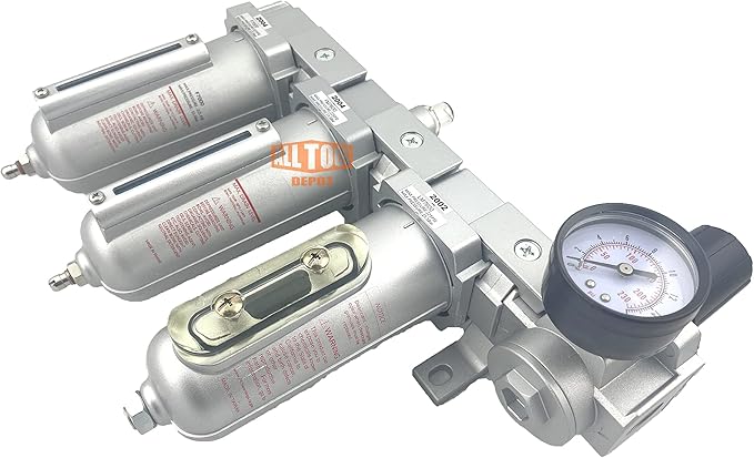 3/4" NPT HEAVY DUTY Industrial Grade 4 Stages Filter Coalescing Desiccant Dryer Regulator System For Compressed Air Lines, Metal Bowls, Great For Paint Spray And Plasma Cutter (MANUAL DRAIN)