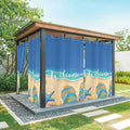 Summer Outdoor Curtains for Patio Beach Slippers Plumeria Waterproof Outside Curtains with Grommet Top Weatherproof Curtain for Cabana Pergola Gazebo, 2 Pack, 54" W x 95" L