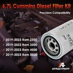 Diesel Filter Kit for 6.7L Cummins Compatible with 2019-2024 Dodge Ram 2500 3500 4500 5500, Fuel/Air/Oil Filter,Water Separator-Replaces 68157291AA 68406048AA 53034051AB 05083285AA 68436631AA