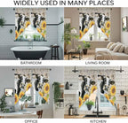 Yellow Sunflowers Swag Valances for Windows, Farmhouse Cow Barn Doors Floral Butterfly Rod Pocket Kitchen Curtains Valance, Small Window Curtains Swag for Cafe Living Room, 2 Panels, 28x36 inch