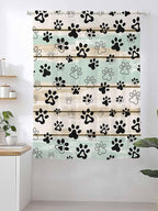 Sheer Curtains 72 Inches Long, Sage Green Beige Farmhouse Semi Sheer Curtains Light Filtering Window Treatment, Black Dog Paw Vintage Wooden Privacy Voile Drapes for Living Room Bedroom 52x72 Inch