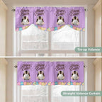 Purple Easter Tie Up Valance Curtains for Windows, Kitchen Curtains Window Shades, Spring Cartoon Bunny Colorful Eggs Wood Grain Light Filtering Curtain Valances for Bedroom/Bathroom/Cafe 60"x18"