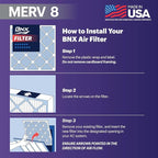 BNX TruFilter 20x25x1 Air Filter MERV 8 (4 Pack) - MADE IN USA – Dust & Pet Defense Electrostatic Pleated Air Conditioner HVAC AC Furnace Filters for Dust, Pet, Mold, Pollen MPR 600 – 700 & FPR 5
